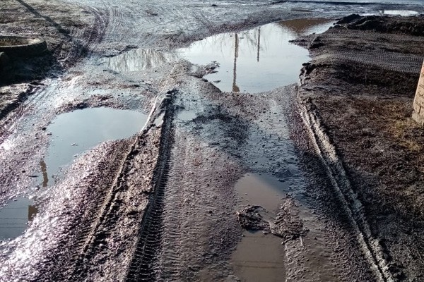 Грязь по колено в г. Шахты: такова дорога к школе № 25